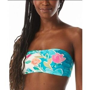 Carmen Marc Valvo Women's Bandeau Bikini Top Multi Blue S